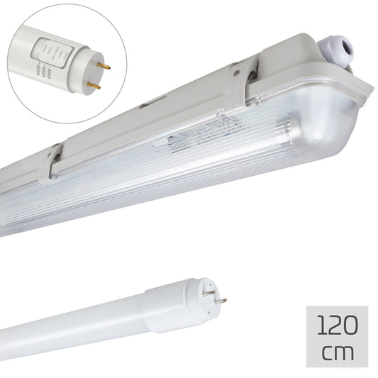 Comnox - LED TL verlichting - Efficiënte werkplekverlichting - 120 cm buis - 18W (36W) - CCT schakelaar - IP65 - Warm wit, neutraal, koud wit