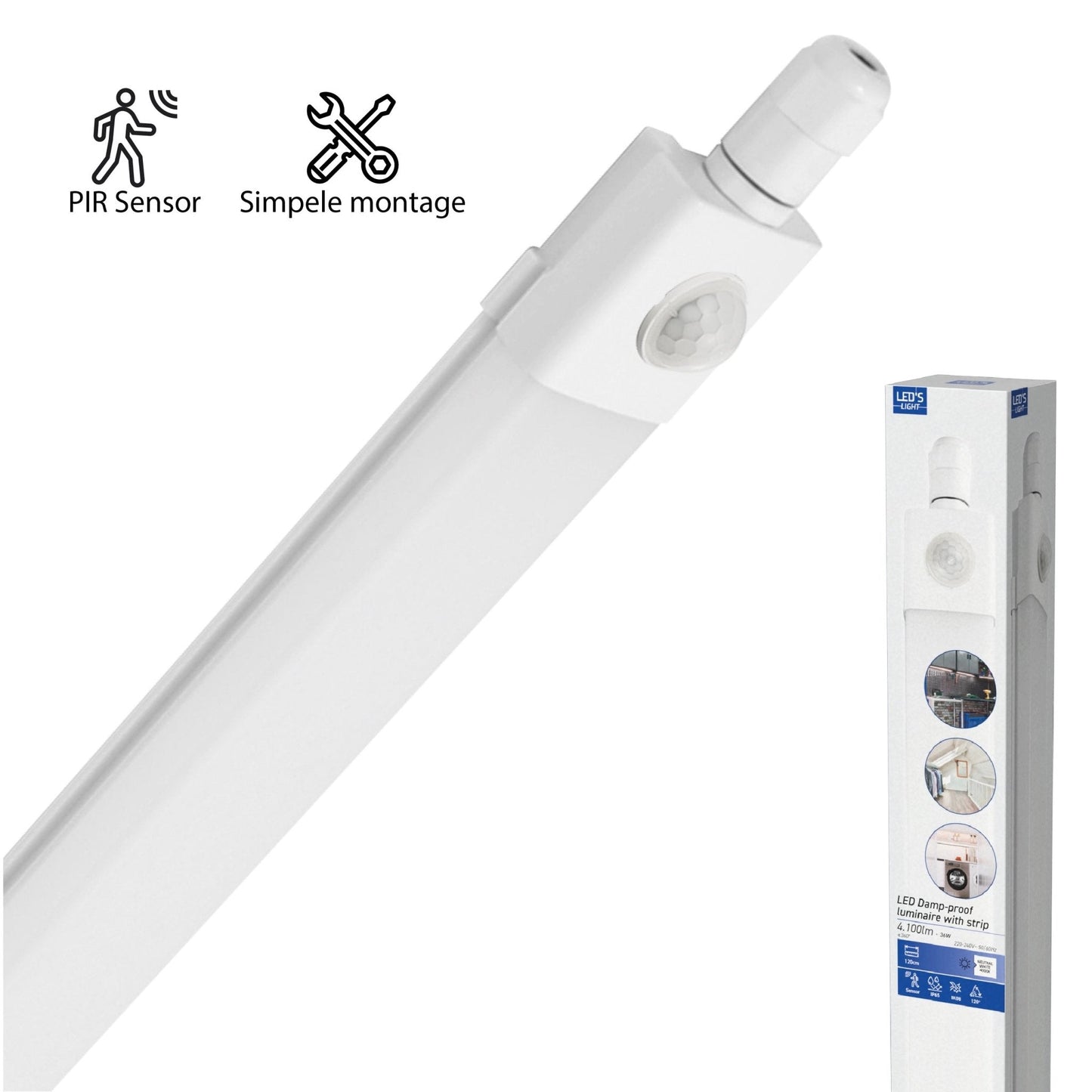 Comnox - LED's Light - TL verlichting met sensor 120 cm - Krachtig en duurzaam licht - Bewegingssensor - 4100 lm - 4000K - 1240mm