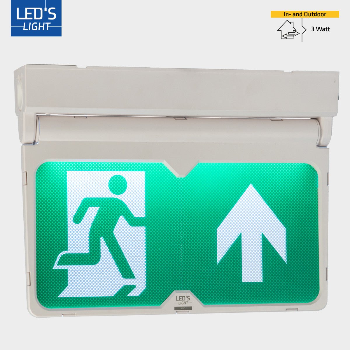 LED's Light - Noodverlichting - Nooduitgang bord met verlichting op accu - Draadloos en oplaadbaar - Pijl draaibaar