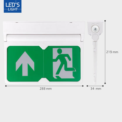 LED's Light - Noodverlichting - Nooduitgang bord met verlichting op accu - Draadloos en oplaadbaar - Pijl draaibaar