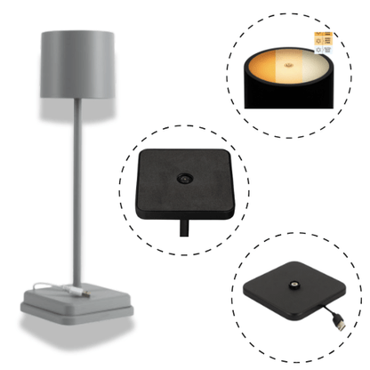 LED's Light Oplaadbare LED Tafellamp - Dimbaar via aanraking - Binnen en buiten - Grijs