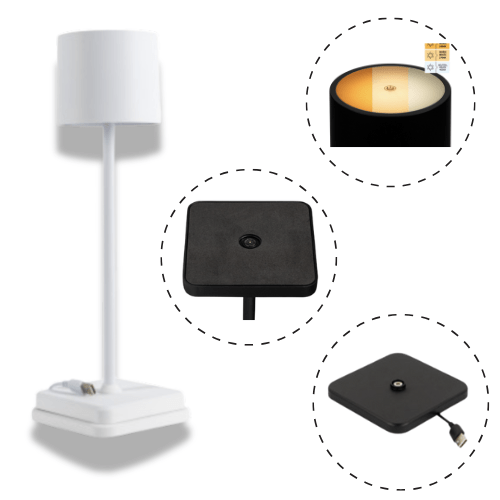 Comnox - LED's Light Oplaadbare Tafellamp - Comfortabel verlichtingsoplossing voor binnen en buiten - Dimbaar via aanraking - Wit - 4000K