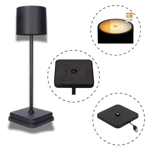 Comnox - TouchDim LED Tafellamp - Dimbaar via aanraking - Binnen & Buiten - IP54 - Zwart
