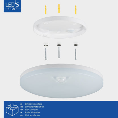 LED's light Plafondlamp met bewegingssensor en schemersensor - dimbaar in 6 standen - IP54 - 30 cm