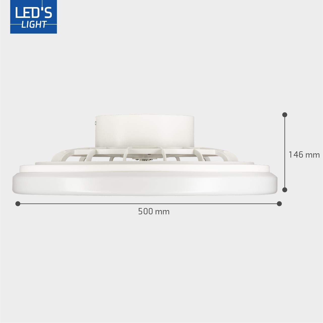 LED’s Light plafondventilator met verlichting 48 cm – Ventilatiesnelheid en bediening met afstandsbediening - Wit
