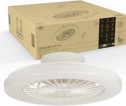 LED’s Light plafondventilator met verlichting 48 cm – Ventilatiesnelheid en bediening met afstandsbediening - Wit