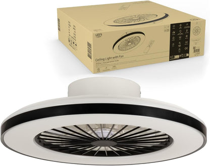 Comnox - LED’s Light plafondventilator met verlichting - Zomer en winter modus - 48 cm Zwart