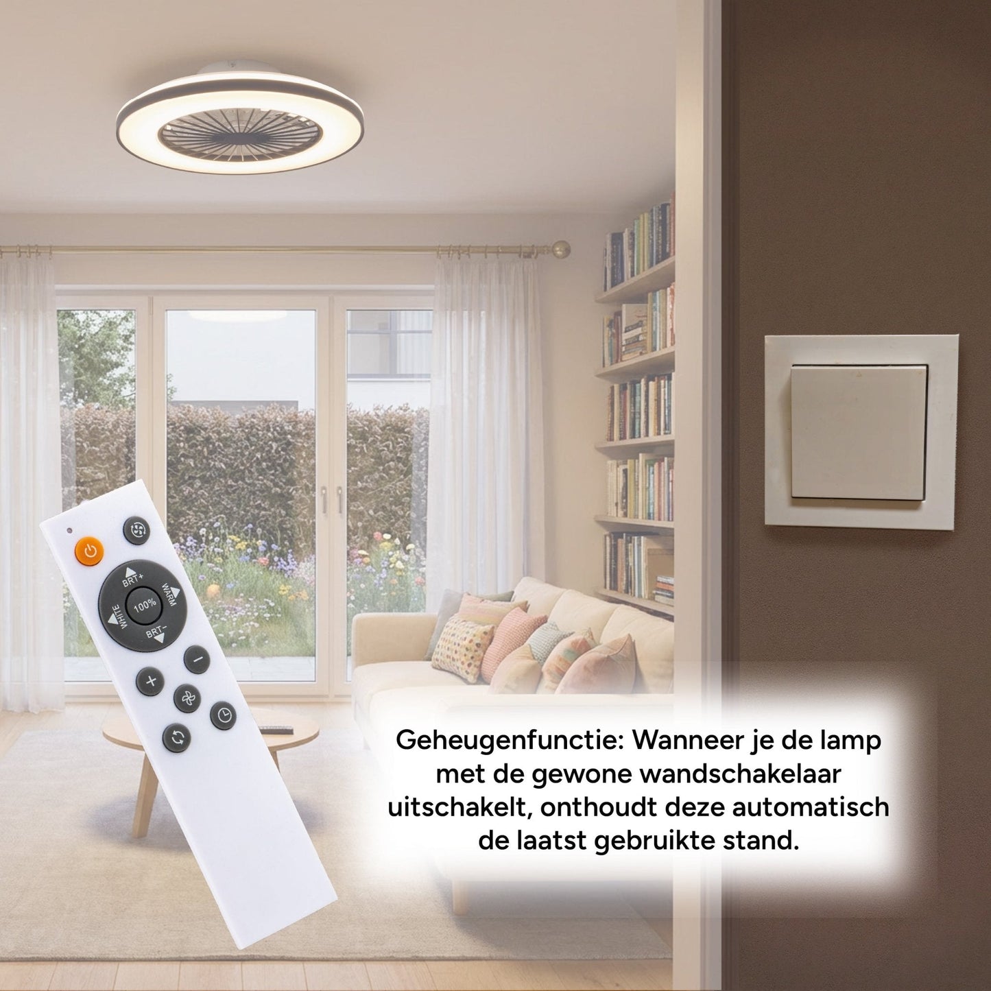 Comnox - LED’s Light plafondventilator met verlichting - Zomer en winter modus - 48 cm Zwart