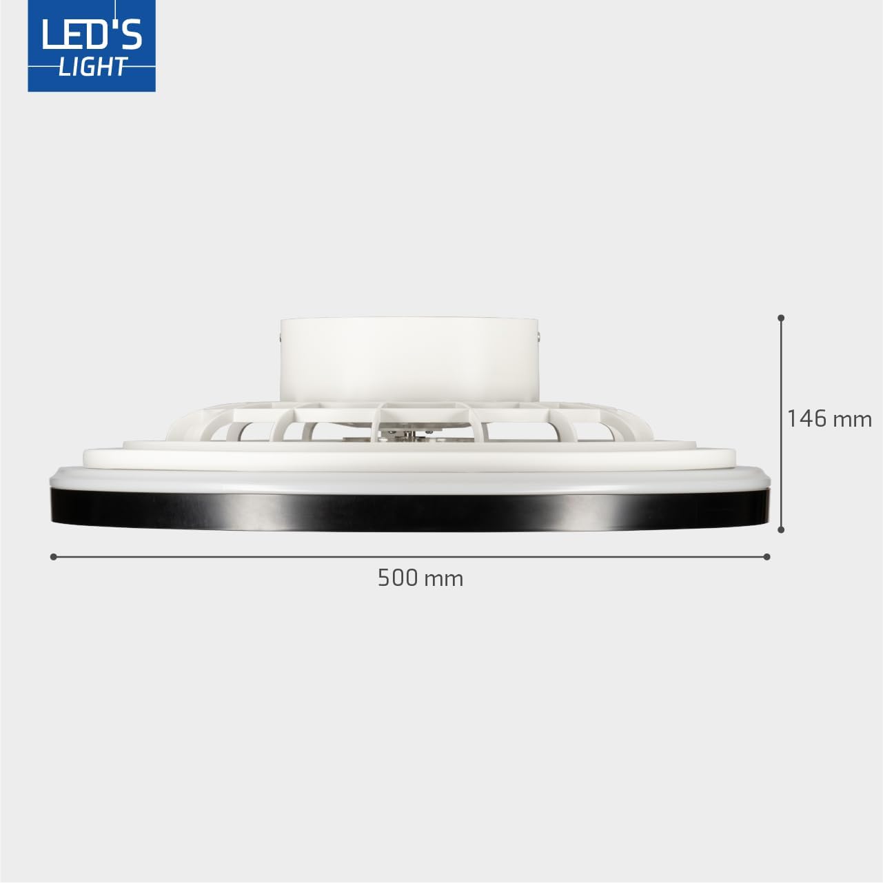 LED’s Light plafondventilator met verlichting 48 cm – Ventilatiesnelheid en bediening met afstandsbediening - Zwart