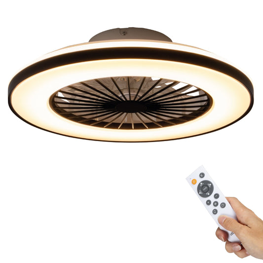 Comnox - LED’s Light plafondventilator met verlichting - Zomer en winter modus - 48 cm Zwart