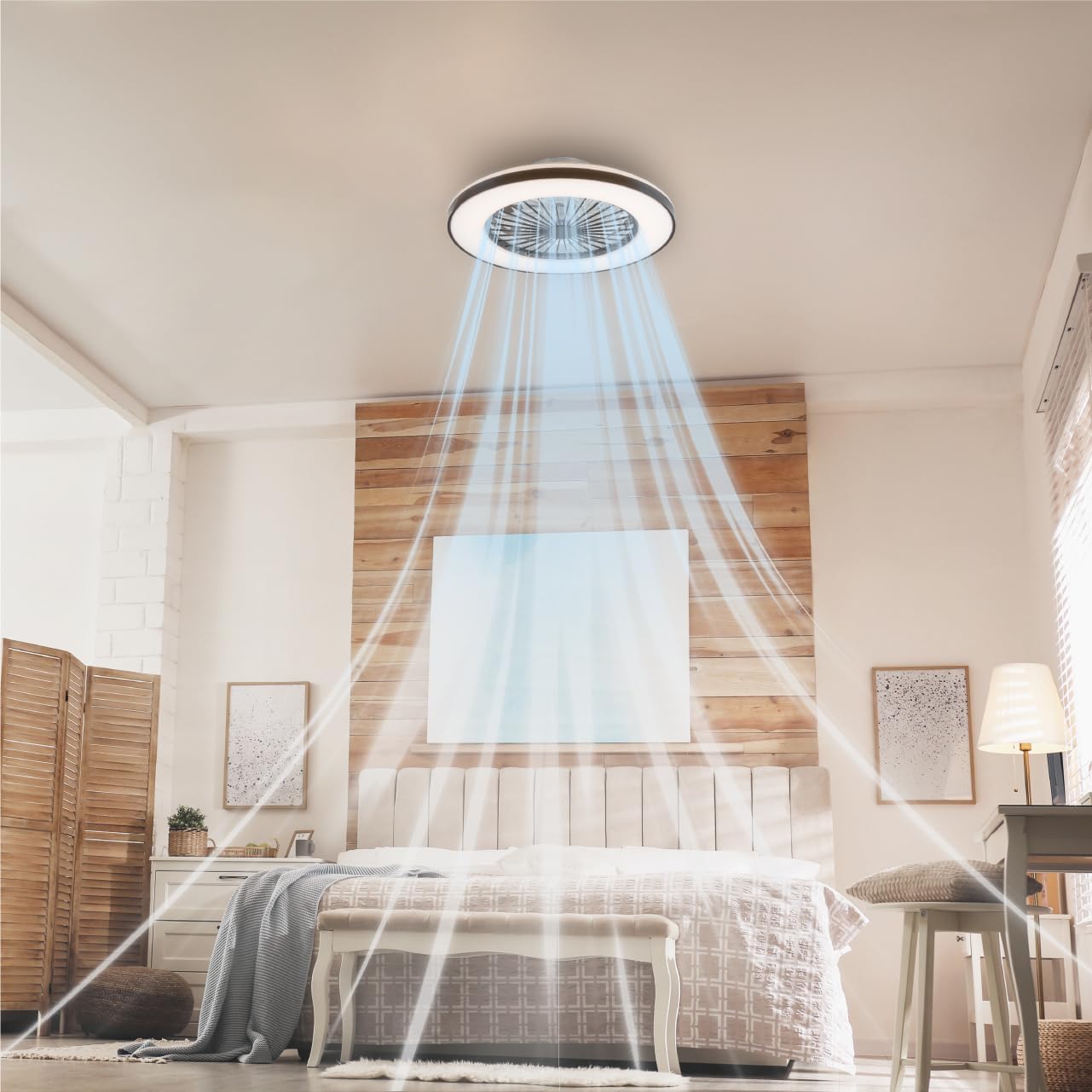 LED’s Light plafondventilator met verlichting 48 cm – Ventilatiesnelheid en bediening met afstandsbediening - Zwart