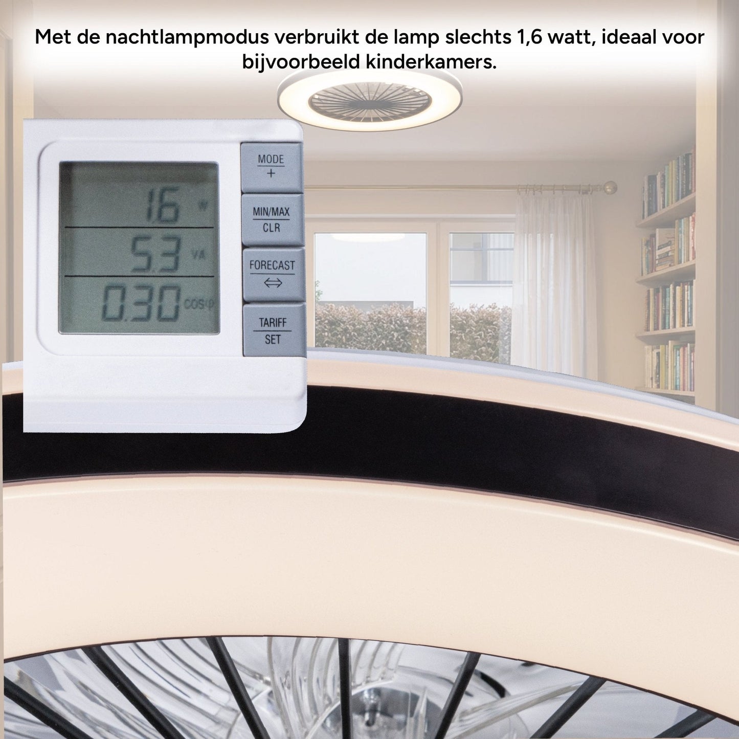 Comnox - LED’s Light plafondventilator met verlichting - Zomer en winter modus - 48 cm Zwart