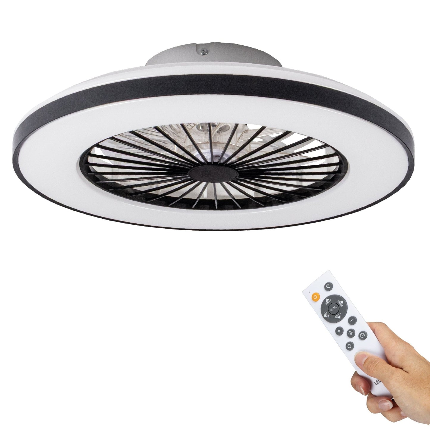 Comnox - LED’s Light plafondventilator met verlichting - Zomer en winter modus - 48 cm Zwart