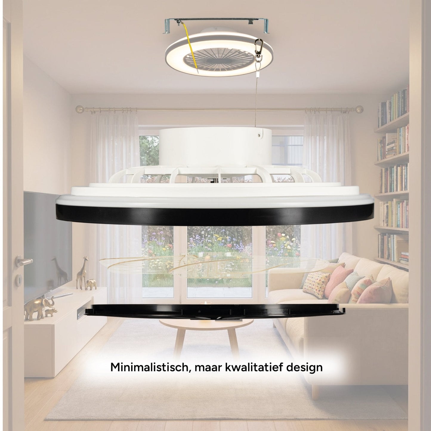 Comnox - LED’s Light plafondventilator met verlichting - Zomer en winter modus - 48 cm Zwart