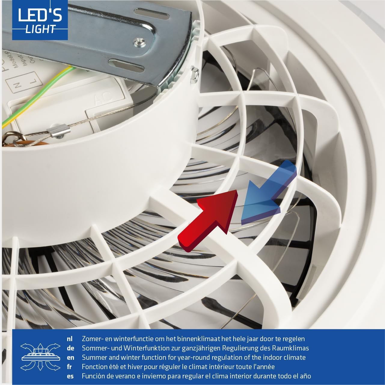 LED’s Light plafondventilator met verlichting 48 cm – Ventilatiesnelheid en bediening met afstandsbediening - Zwart