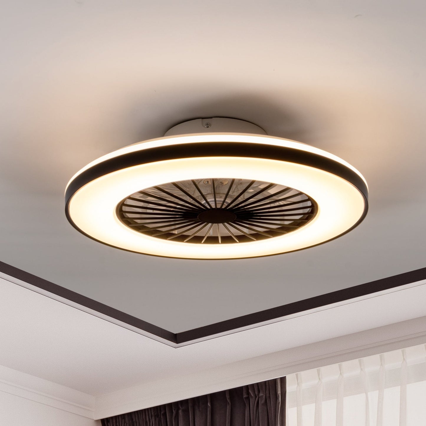 LED’s Light plafondventilator met verlichting 48 cm – Ventilatiesnelheid en bediening met afstandsbediening - Zwart