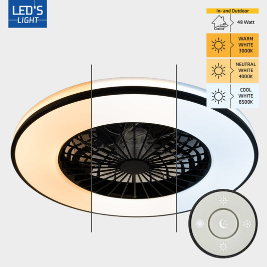 LED's Light Plafondventilator met verlichting zwart - 48,5 cm