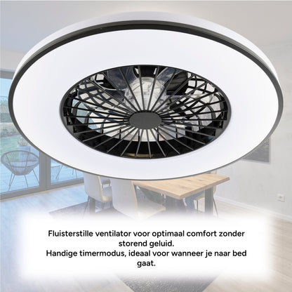Comnox - LED's Light Plafondventilator met verlichting - 2-in-1 Comfort - Zwart 48,5 cm