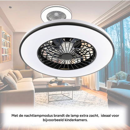 Comnox - LED's Light Plafondventilator met verlichting - 2-in-1 Comfort - Zwart 48,5 cm