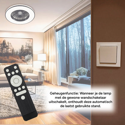 Comnox - LED's Light Plafondventilator met verlichting - 2-in-1 Comfort - Zwart 48,5 cm