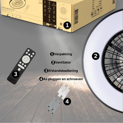 Comnox - LED's Light Plafondventilator met verlichting - 2-in-1 Comfort - Zwart 48,5 cm