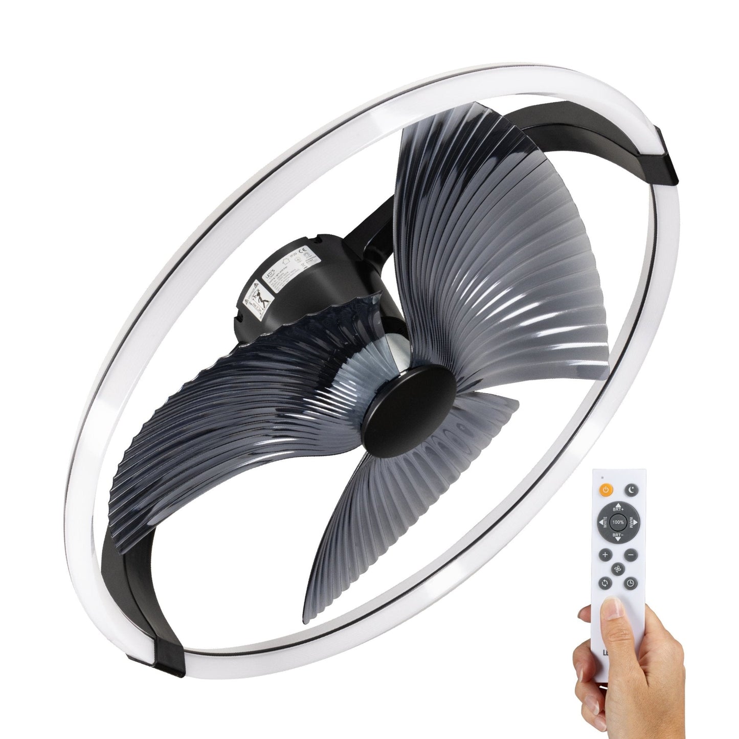 LED's Light Plafondventilator XL 74 cm - Bedienbaar met afstandsbediening - Zwart