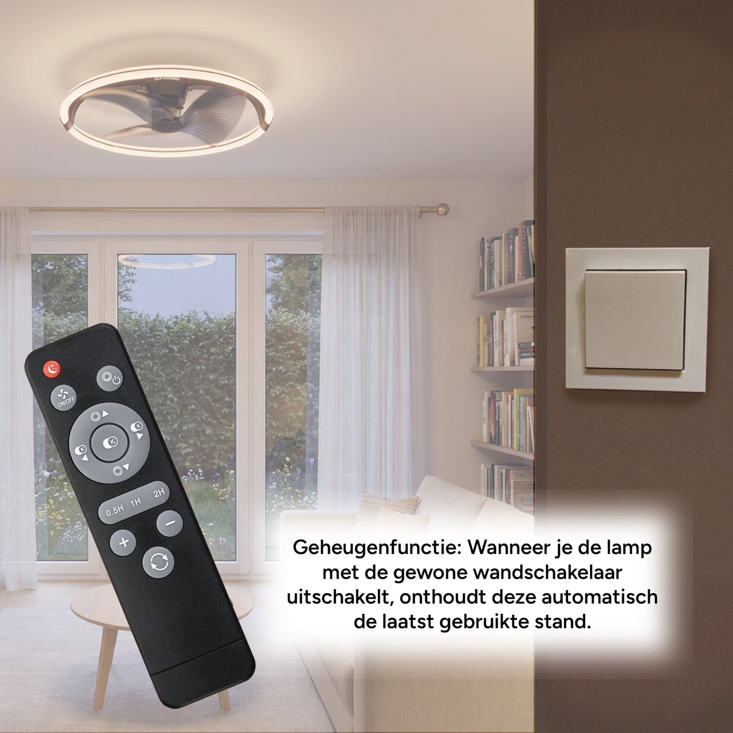 Comnox - 3D Air Plafondlamp met Ventilator - Licht en Lucht in één - Zwart 74 cm