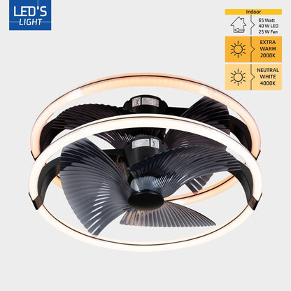 LED's Light Plafondventilator XL 74 cm - Bedienbaar met afstandsbediening - Zwart