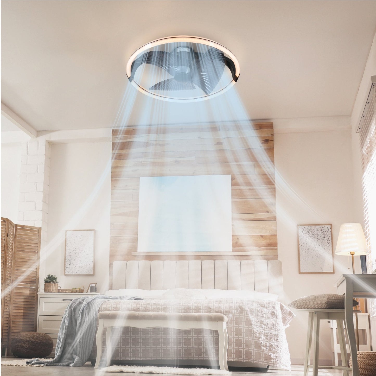 LED's Light Plafondventilator XL 74 cm - Bedienbaar met afstandsbediening - Zwart