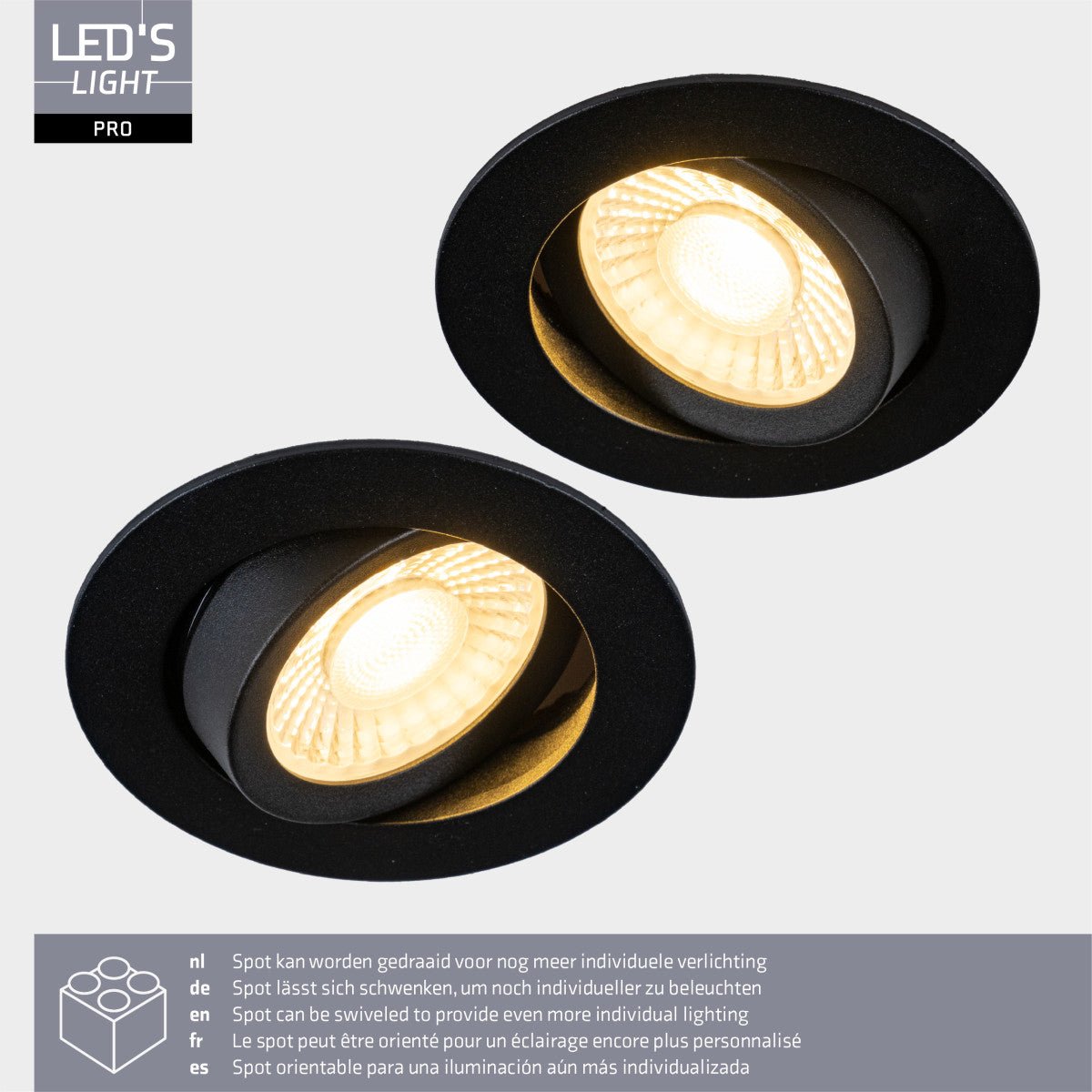 Zwart, mat afwerking met zichtbare LED-elementen en montagebandjes. Drie identieke spotverlichtingen geschikt voor moderne interieurstijlen en plafondverlichting.