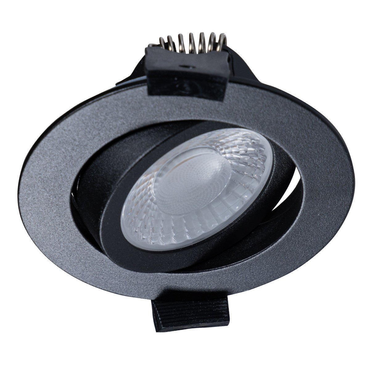 Zwart, mat afwerking met zichtbare LED-elementen en montagebandjes. Drie identieke spotverlichtingsunits geschikt voor moderne interieurs en professionele verlichting.