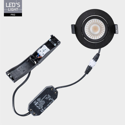 LED's Light PRO - 3 PACK - downlight inbouwspot Ø 68mm - Kantelbaar - Spatwaterdicht - Dim to Warm - Zwart