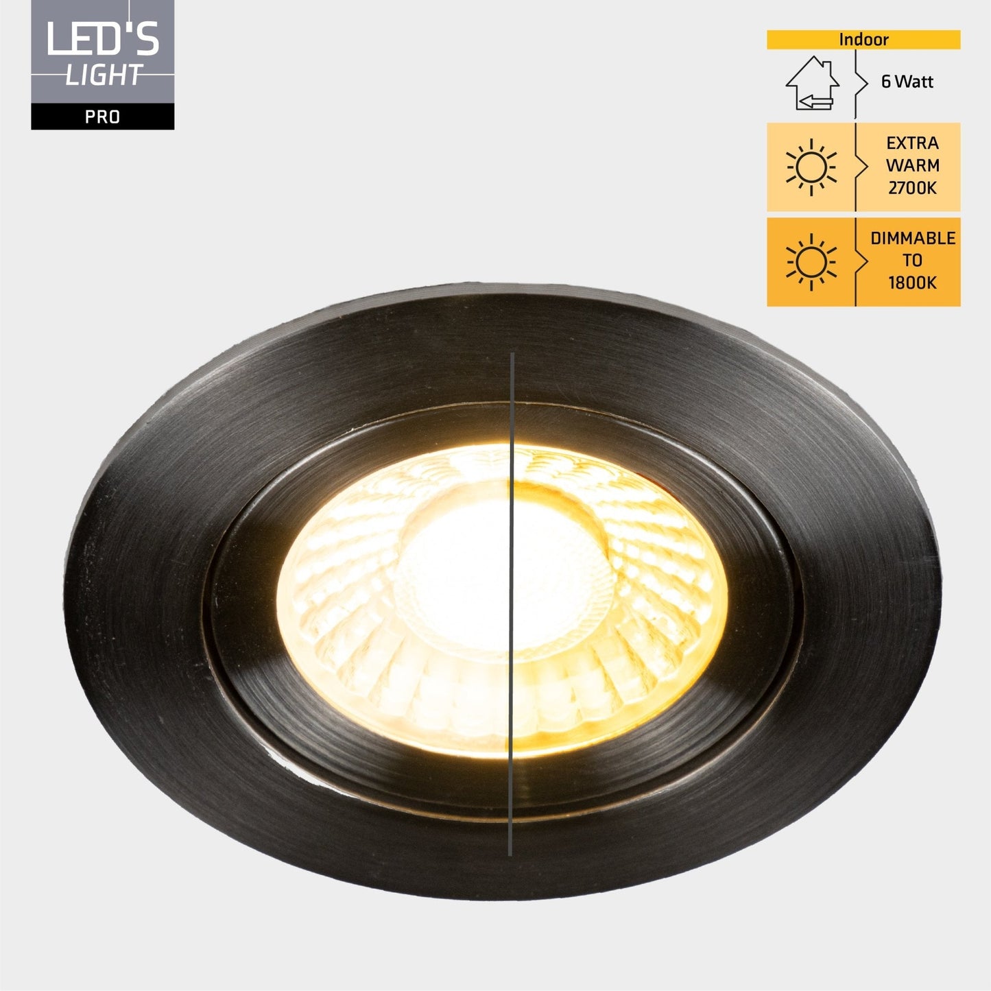 Comnox - LED's Light PRO downlight inbouwspot Ø 68mm - Comfort en veiligheid voor u - 60 graden lichtverdeling - 6 watt - 300 lumen