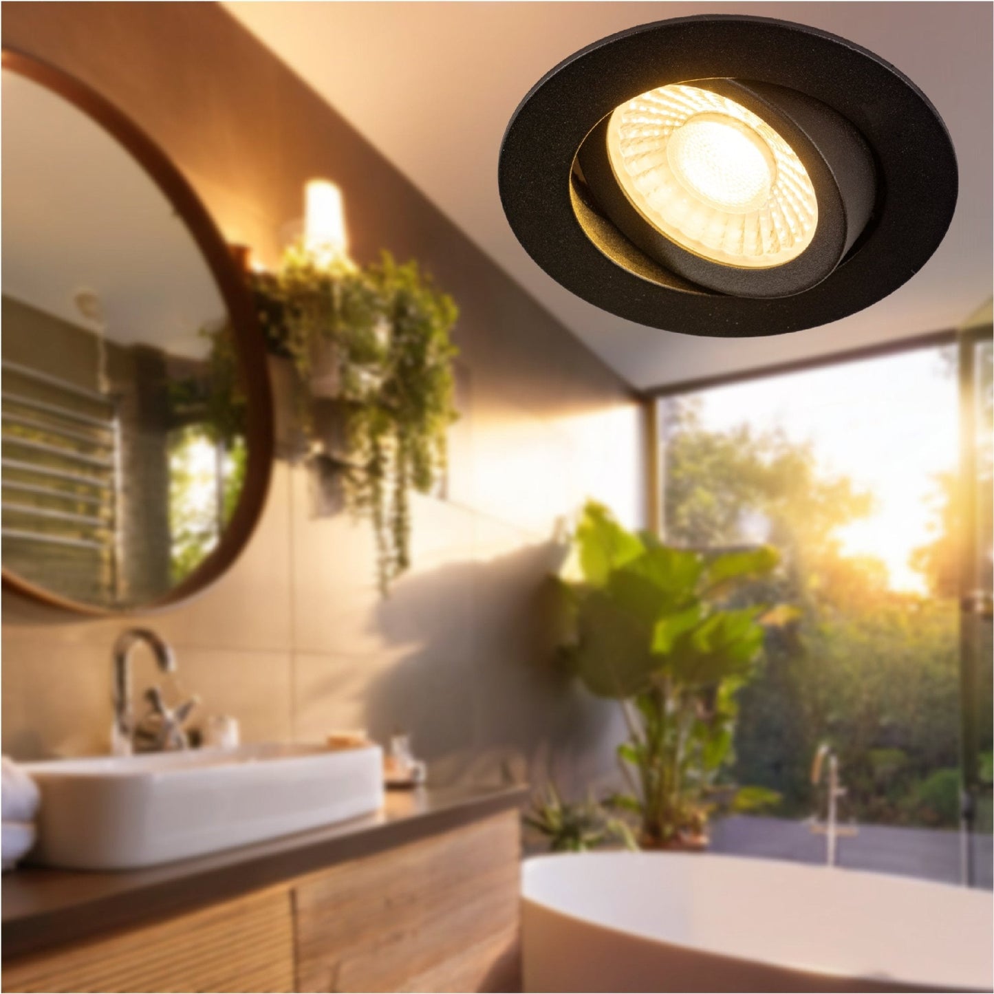 LED's Light PRO downlight inbouwspot Ø 68mm - Kantelbaar - Spatwaterdicht - Dim to Warm - Zwart