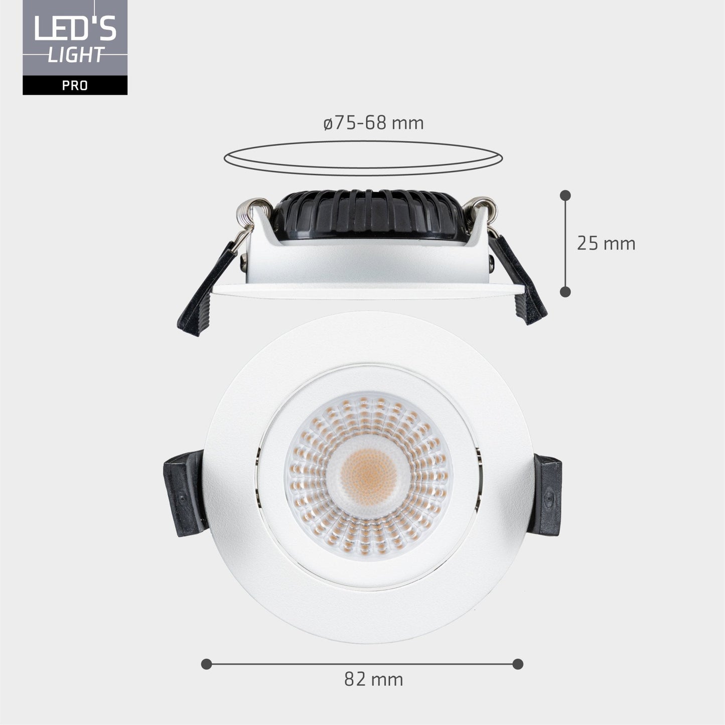 6 PACK - LED's Light PRO downlight inbouwspot Ø 68mm - Spatwaterdicht - Dimbaar - Universeel - Wit