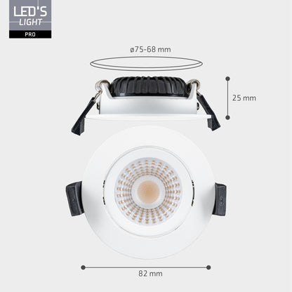 6 PACK - LED's Light PRO downlight inbouwspot Ø 68mm - Spatwaterdicht - Dimbaar - Universeel - Wit