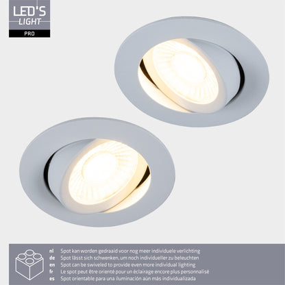 6 PACK - LED's Light PRO downlight inbouwspot Ø 68mm - Spatwaterdicht - Dimbaar - Universeel - Wit