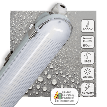 LED's Light PRO LED TL armatuur 150 cm - Met noodaccu - 4 lichtstanden - 47W