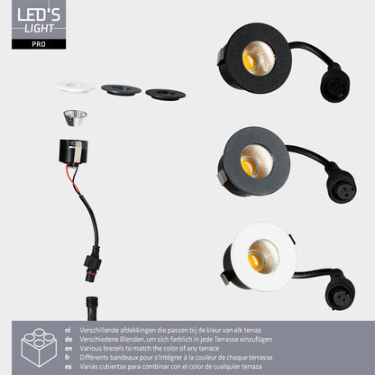 6 PACK - LED's Light PRO mini inbouwspot 3 cm - Voor overkapping, veranda's en inbouwplafonds - Dimbaar - 3 Kleuren plaatjes