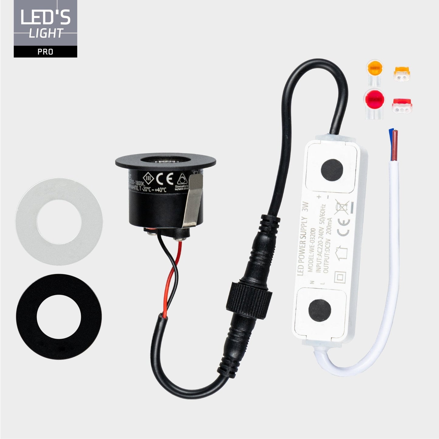 3 PACK - LED's Light PRO mini inbouwspot 3 cm - Voor overkapping, veranda's en inbouwplafonds - Dimbaar - 3 Kleuren plaatjes