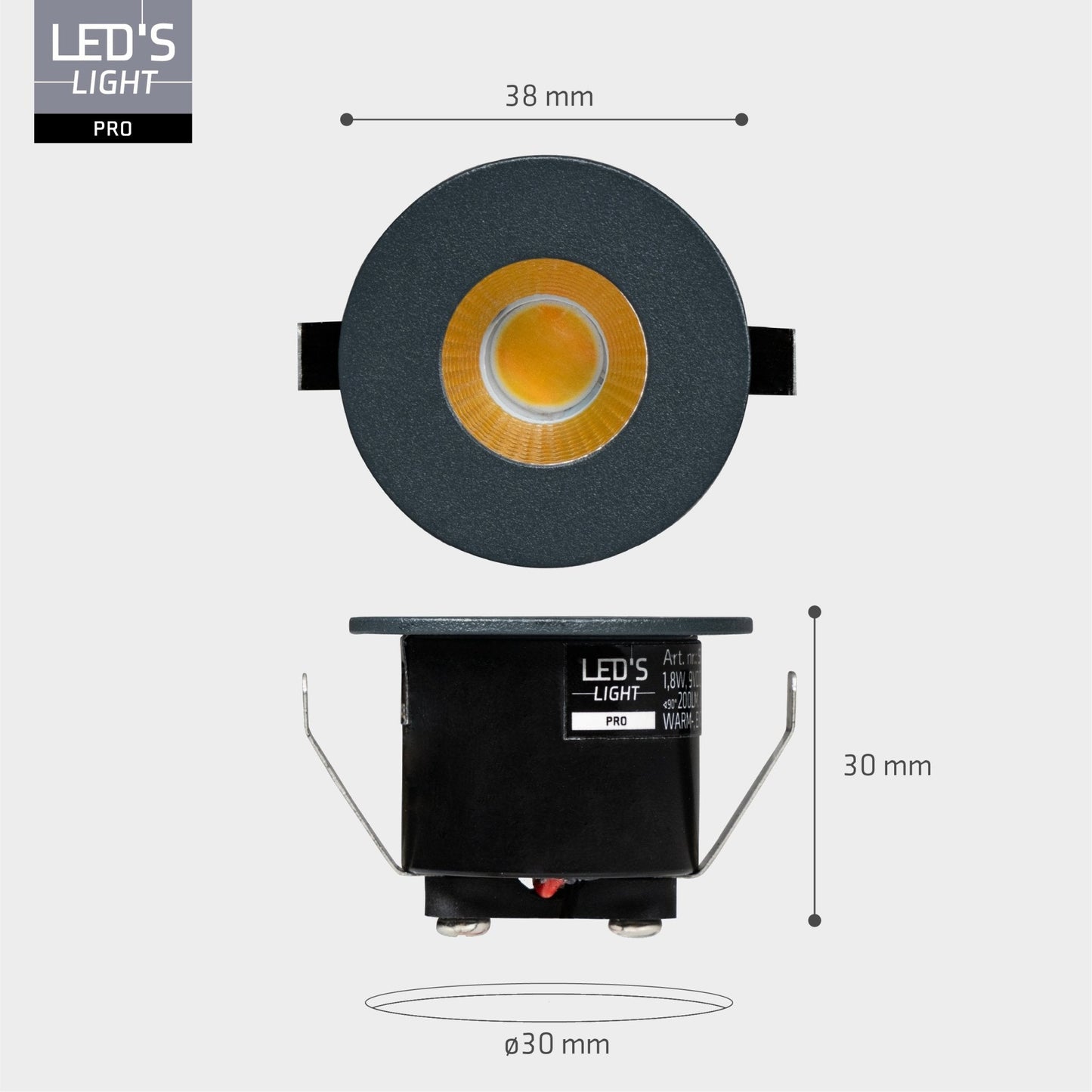 3 PACK - LED's Light PRO mini inbouwspot 3 cm - Voor overkapping, veranda's en inbouwplafonds - Dimbaar - 3 Kleuren plaatjes