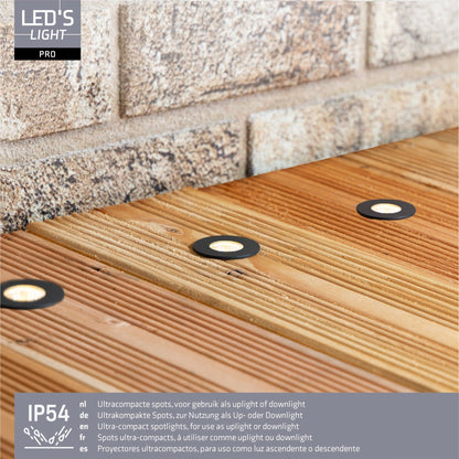 LED's Light PRO mini inbouwspot 3 cm - Voor overkapping, veranda's en inbouwplafonds - Dimbaar - 3 Kleuren plaatjes