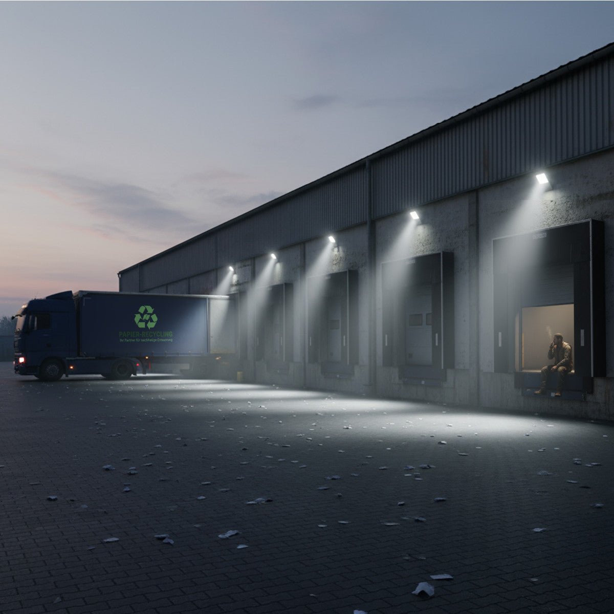 LED’s Light PRO floodlight met zwart metaalframe en witte LED-arrays, geplaatst naast de beige verpakking met productdetails. Geschikt voor buitenverlichting en industriële toepassingen.