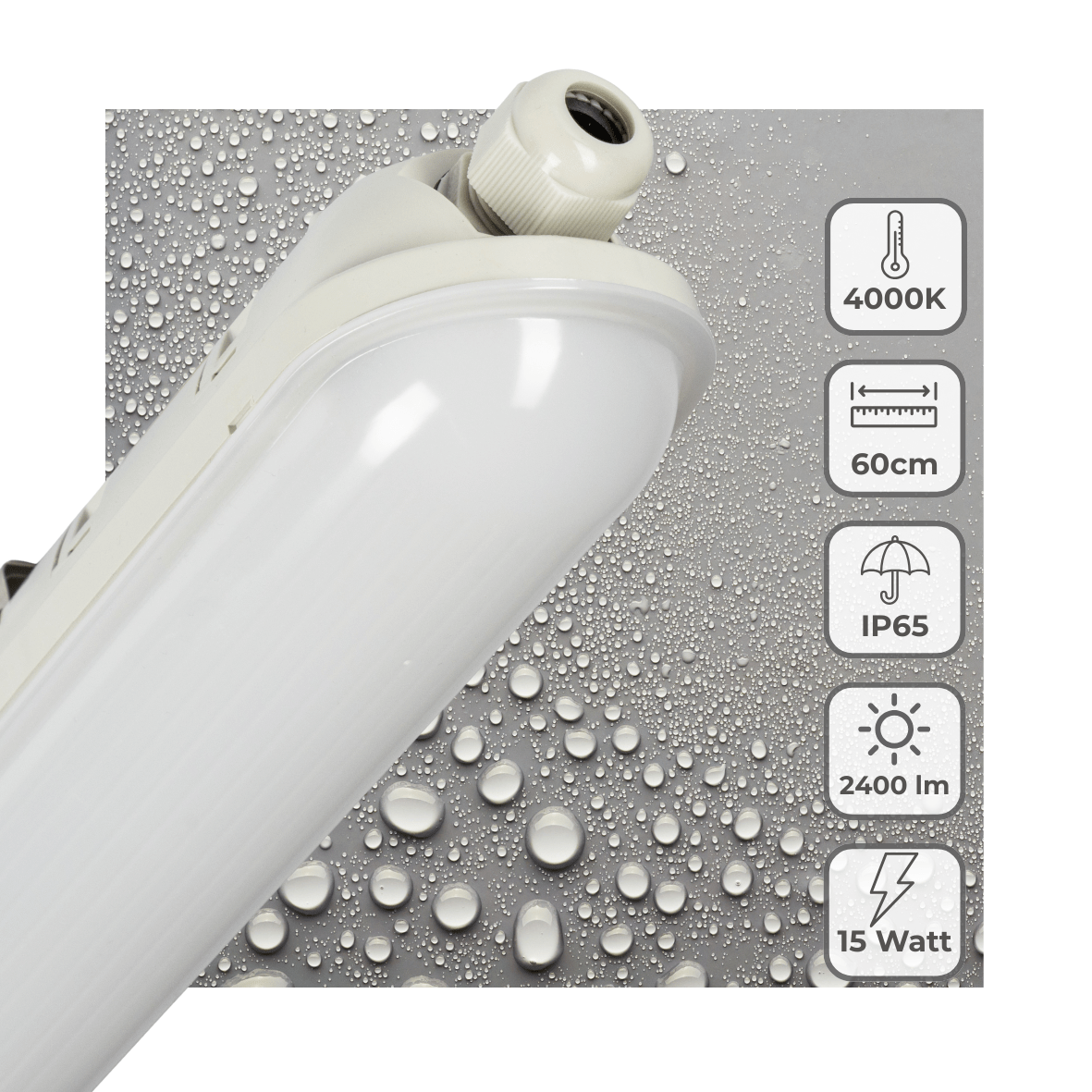 Comnox - LED's Light Pro TL armatuur compleet 60 cm - Direct helder licht - Waterdicht IP65 - 2400 lumen - 15W - zwart