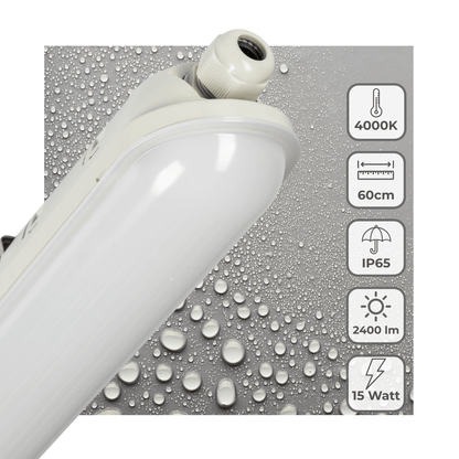 Comnox - LED's Light Pro TL armatuur compleet 60 cm - Direct helder licht - Waterdicht IP65 - 2400 lumen - 15W - zwart