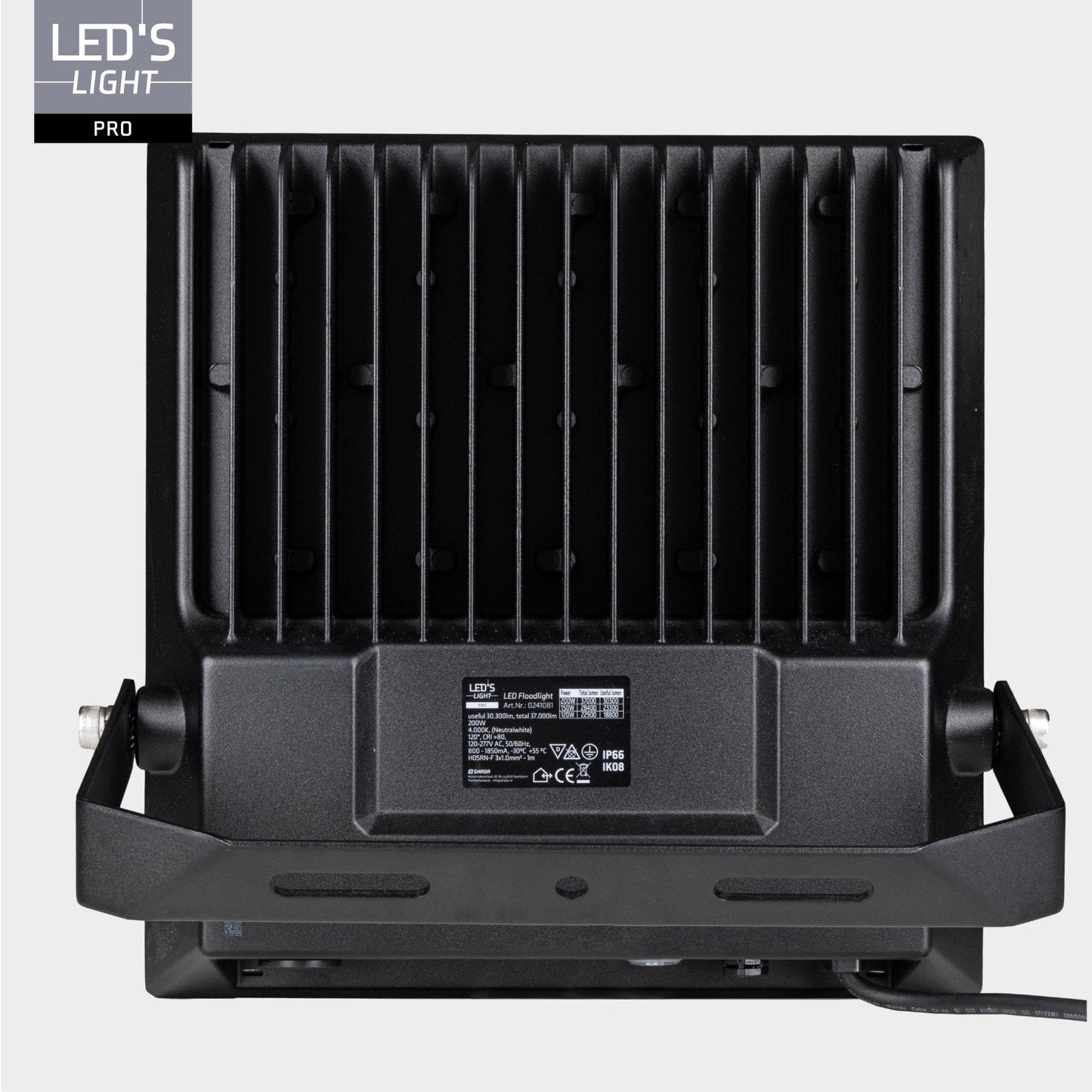 LED's Light Professionele LED Floodlight 37000 - 3 lichtstanden - Waterdicht - 200 watt - daglichtsensor