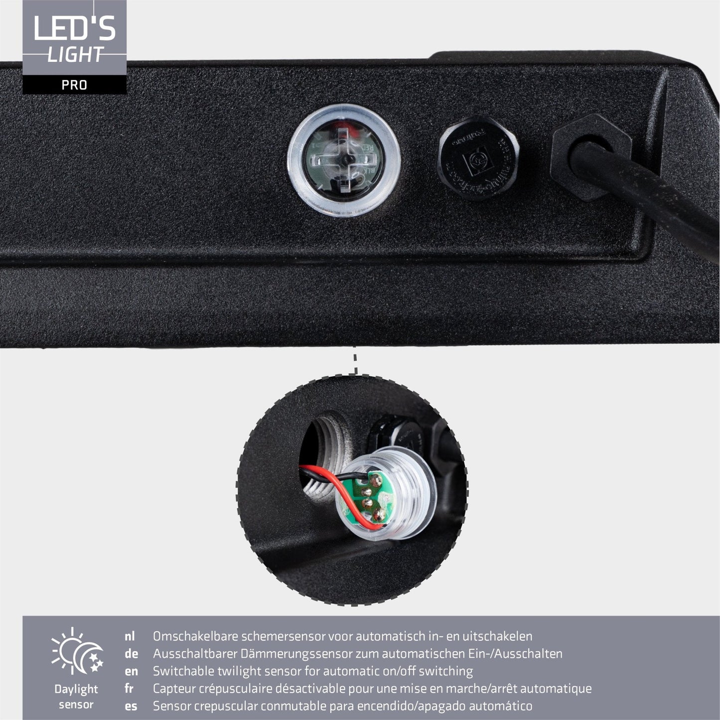 LED's Light Professionele LED Floodlight 37000 - 3 lichtstanden - Waterdicht - 200 watt - daglichtsensor