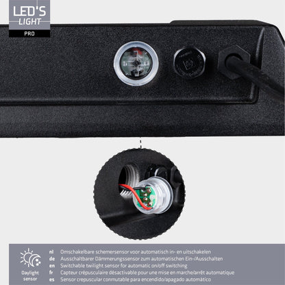 LED's Light Professionele LED Floodlight 37000 - 3 lichtstanden - Waterdicht - 200 watt - daglichtsensor