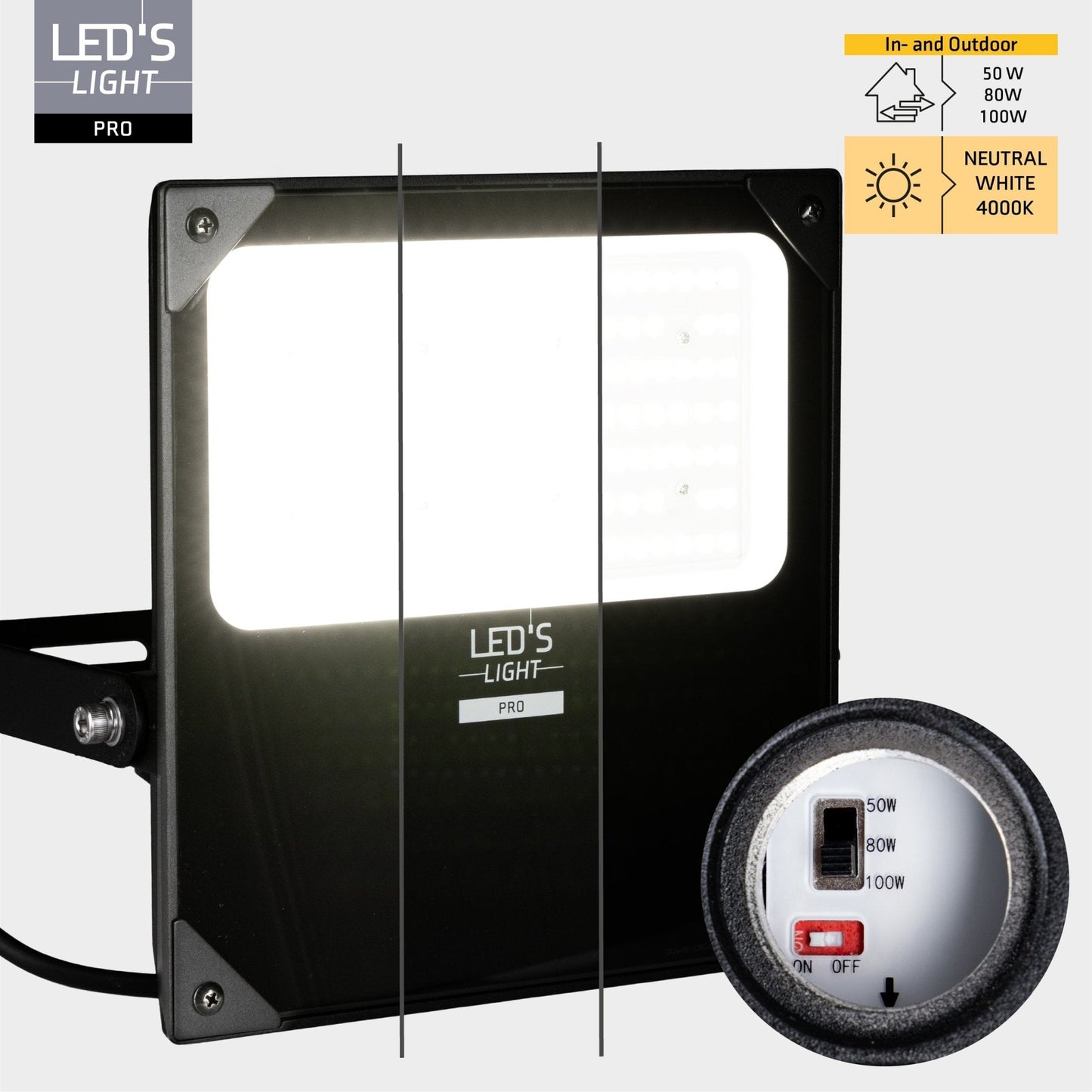 LED's Light Professionele LED Schijnwerper 18500 - 3 lichtstanden - Waterdicht - 100 watt - Daglichtsensor
