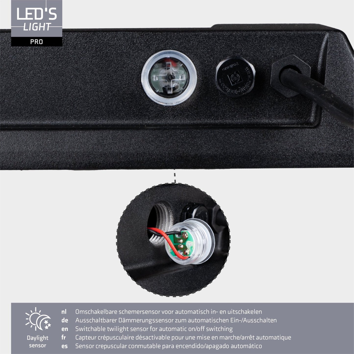 LED's Light Professionele LED Schijnwerper 18500 - 3 lichtstanden - Waterdicht - 100 watt - Daglichtsensor